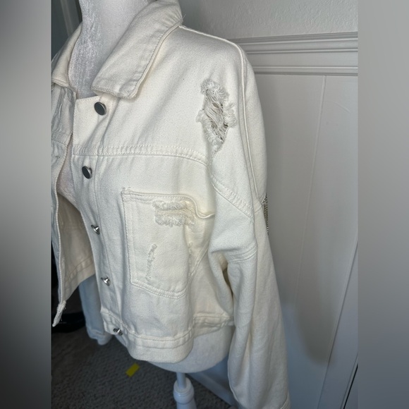 Blue B Rhinestone Fringe Denim Jacket size M/L - Picture 9 of 14